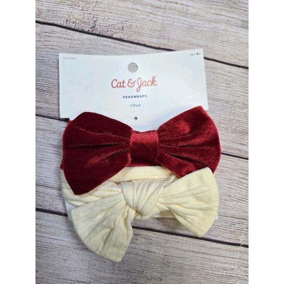 Cat & Jack Other - Cat & Jack Red and Cream Bow Headwrap set. Baby.‎ Kids Girls